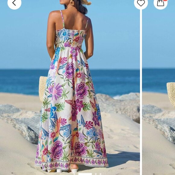 Feather Weather Tropical Maxi Dress L - Picture 2 of 3